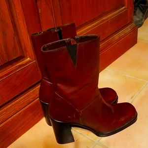 Diba USA Made in Brazil Maroon Platform Mid Calf Boots Sz 10